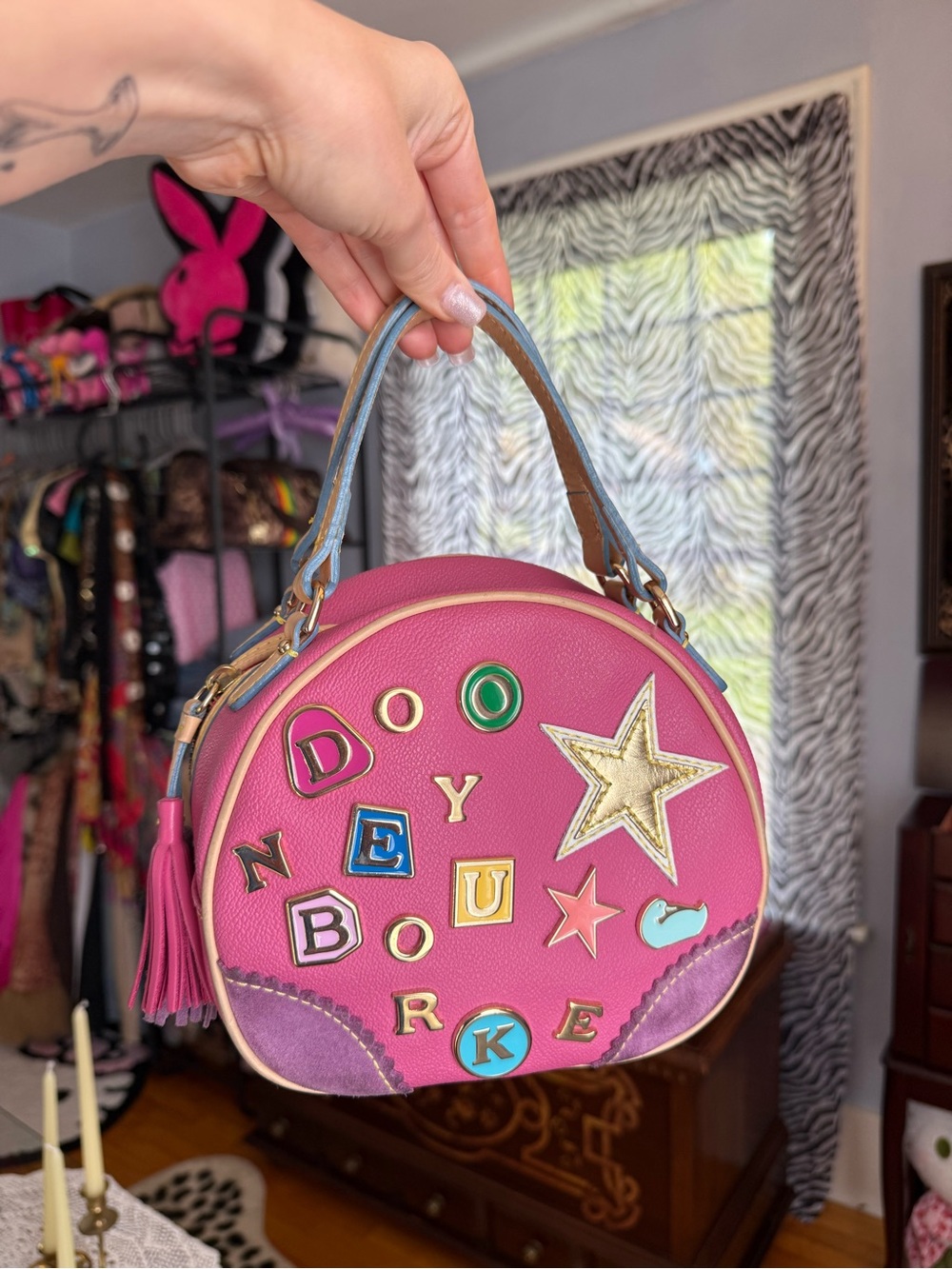 RARE Pink Round Dooney & Bourke Lindsay Lohan Purse